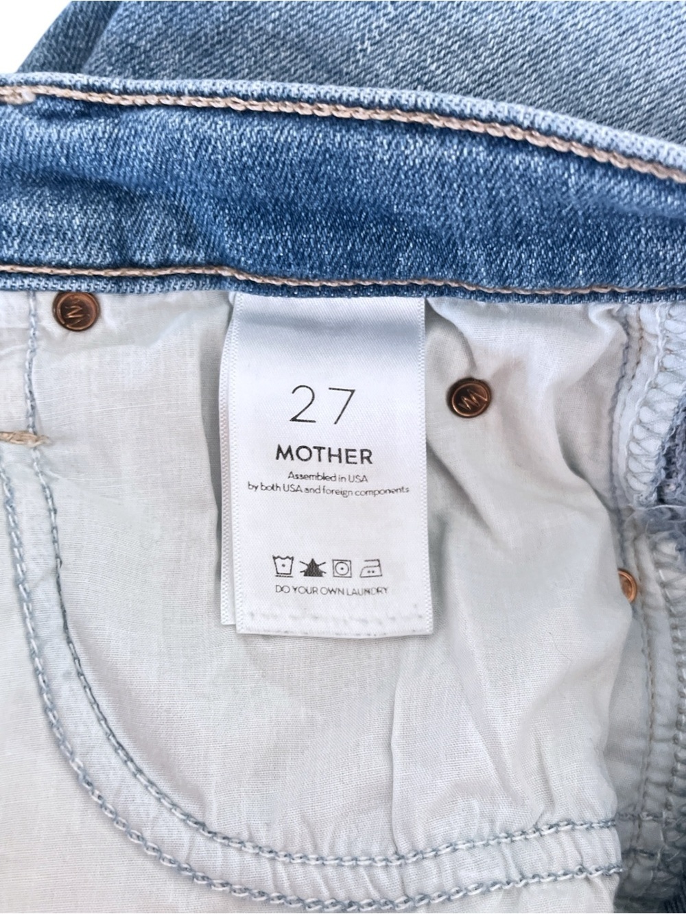 Mother Denim The Stunner Zip Ankle Step Fray size 27 in Camp Expert Wash - Picture 9 of 12